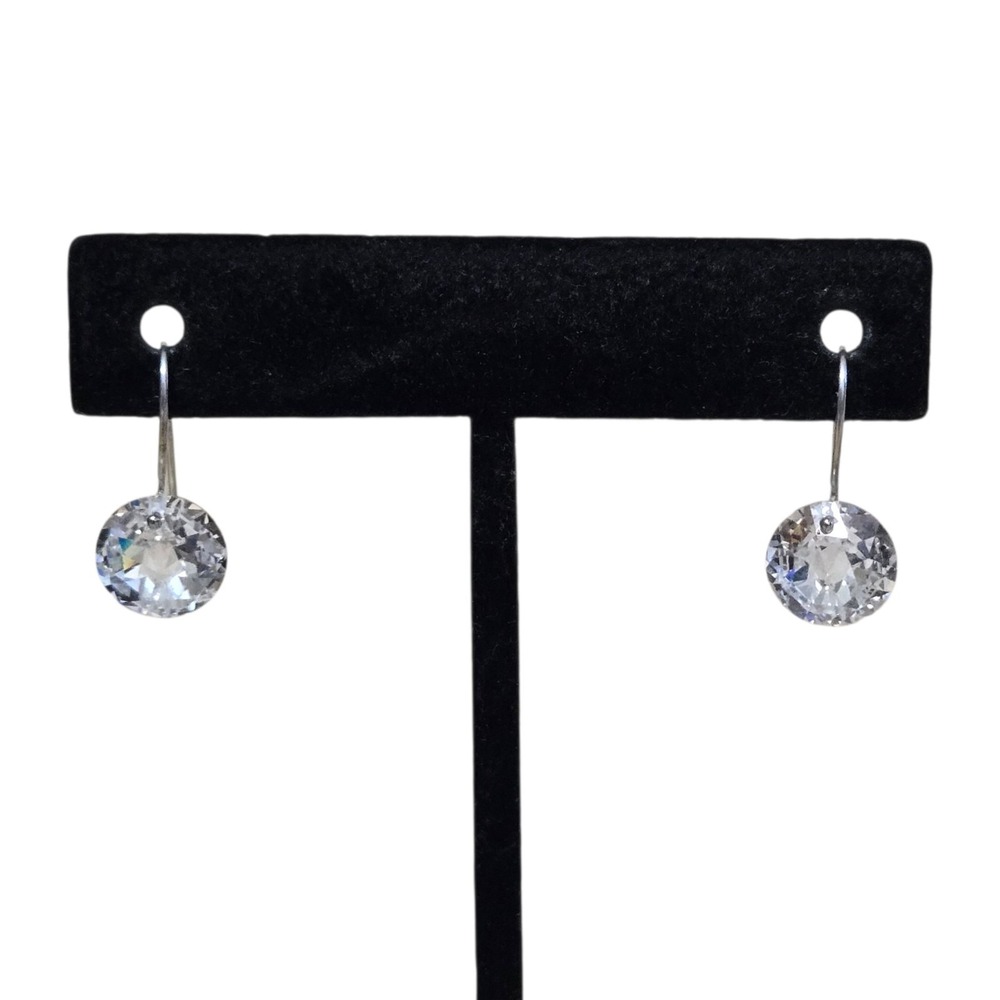 10mm CZ Stone Drop Earrings 14K Whitr Gold Diamonique Hook QVC Solitaire